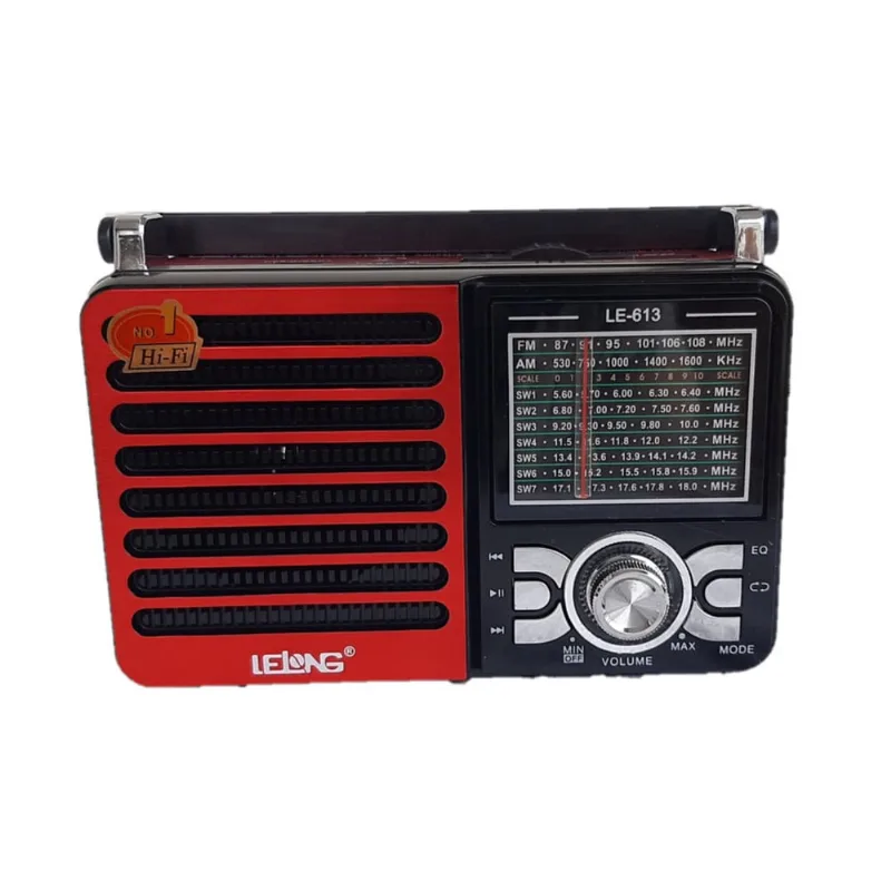 Radio retro antigo am fm sw USB sd tf lanterna bluetooth le long LE-613 vermelho