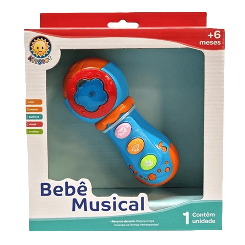 Acessório Infantil Microfone Bebê Musical Com Luz Kitstar