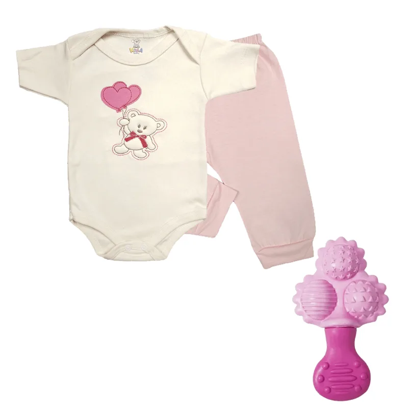 Kit Maternidade Com 3pçs Conjunto Body Mijão Com Chocalho