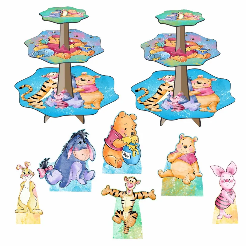 Ursinho Pooh Aquarela Kit 2 BAleiros 6 Displays de Mesa