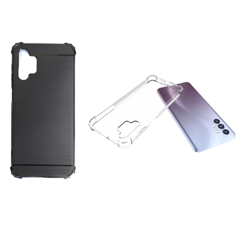 Kit 1 Capa TPU Escovado + 1 Capa Transparente Samsung A32
