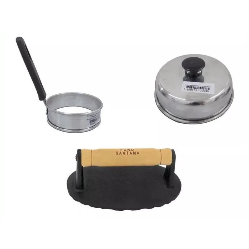 Kit Amassador + Abafador De Hamburguer + Modelador De Ovo