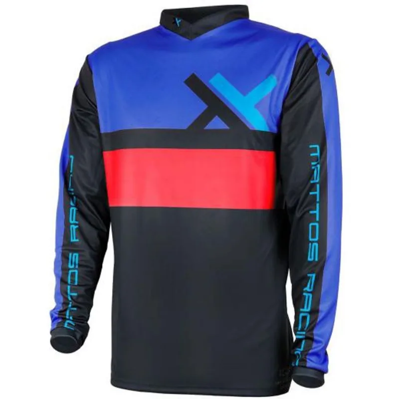 Camisa motocross mattos racing assimilate azul vermelho M