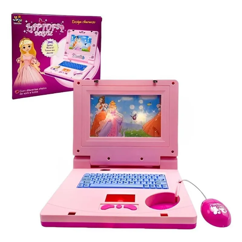 3x Laptop Infantil Educativo Musical Com Luzes E Som Cor Ros