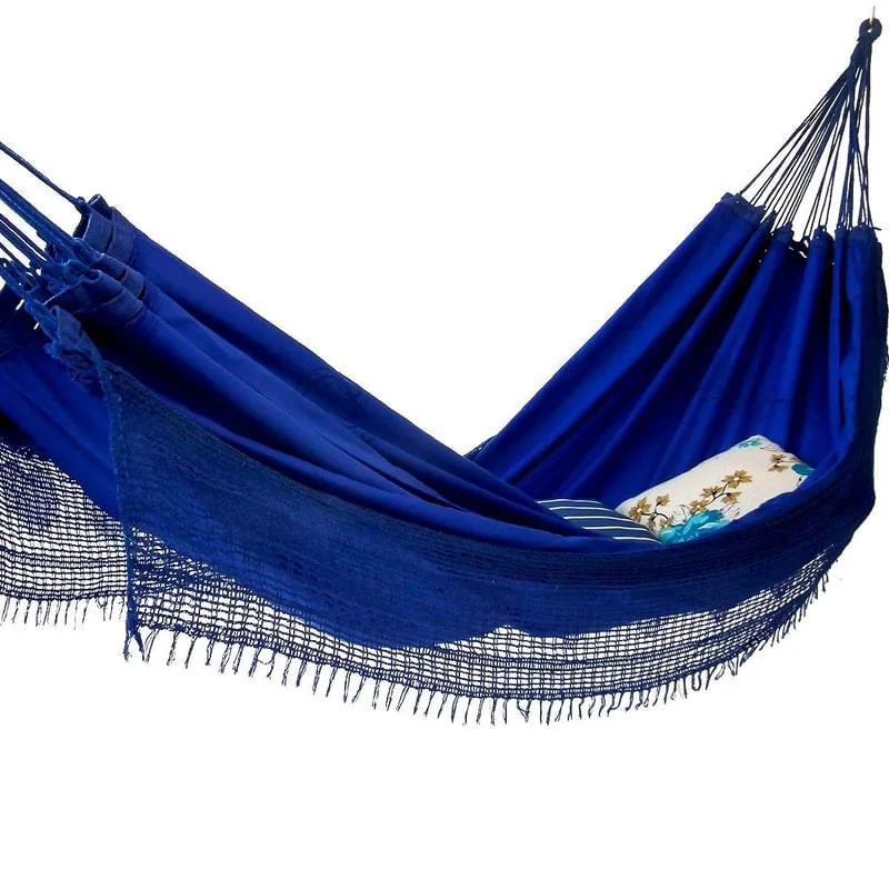 Rede De Descanso Dormir Casal Azul Royal Sol A Sol Bonita