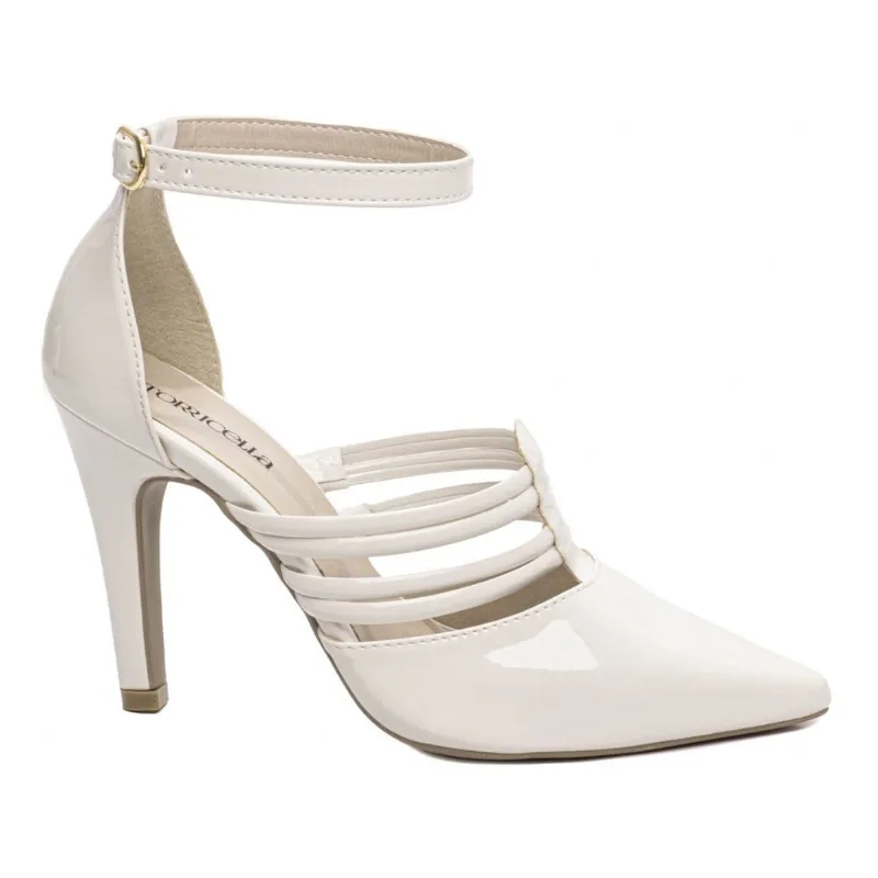 Sapato Scarpin Salto Alto Bico Fino Off White Branco Torricella