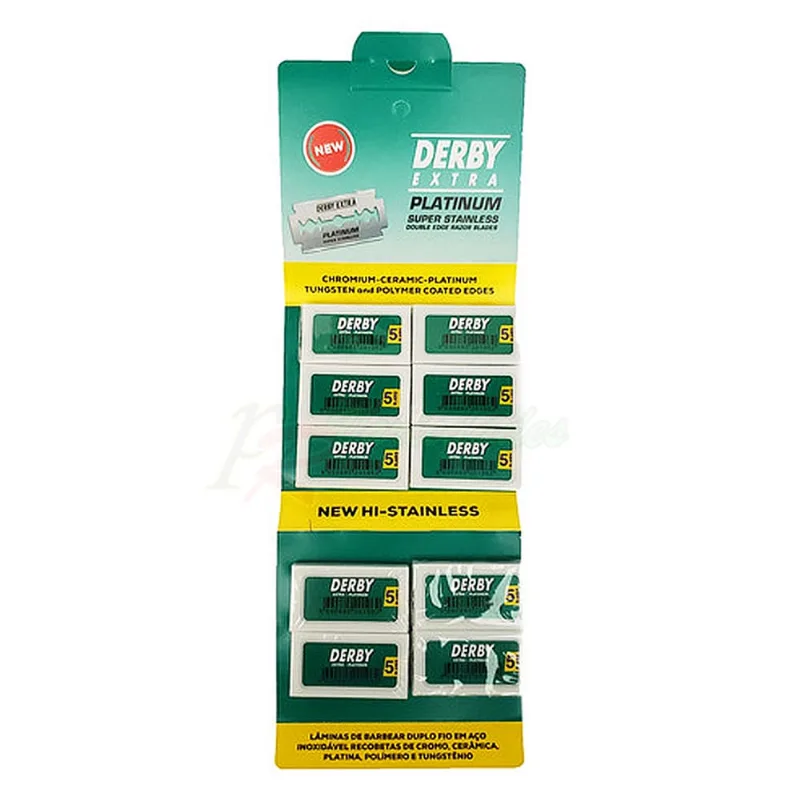 4 Kit 50 Lâminas Derby Extra Platinum Original Atacado