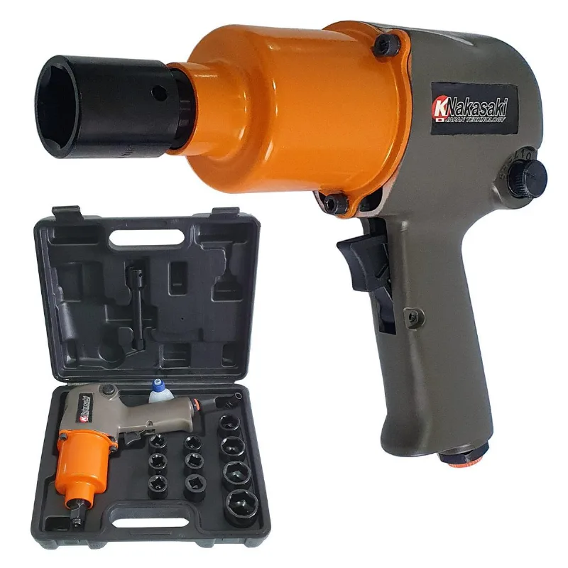 Chave De Impacto Pneumática 1/2 Duplo Martelo 80kg Kit 15pçs
