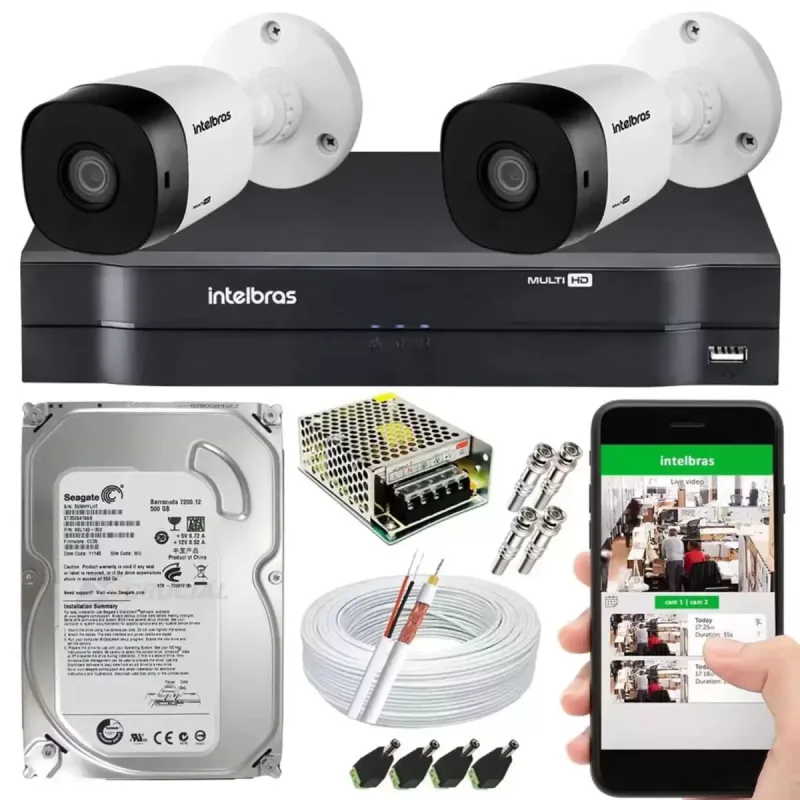 kit 2 camera de segurança monitoramento intelbras Completo - Intelbras - Casa E Construção