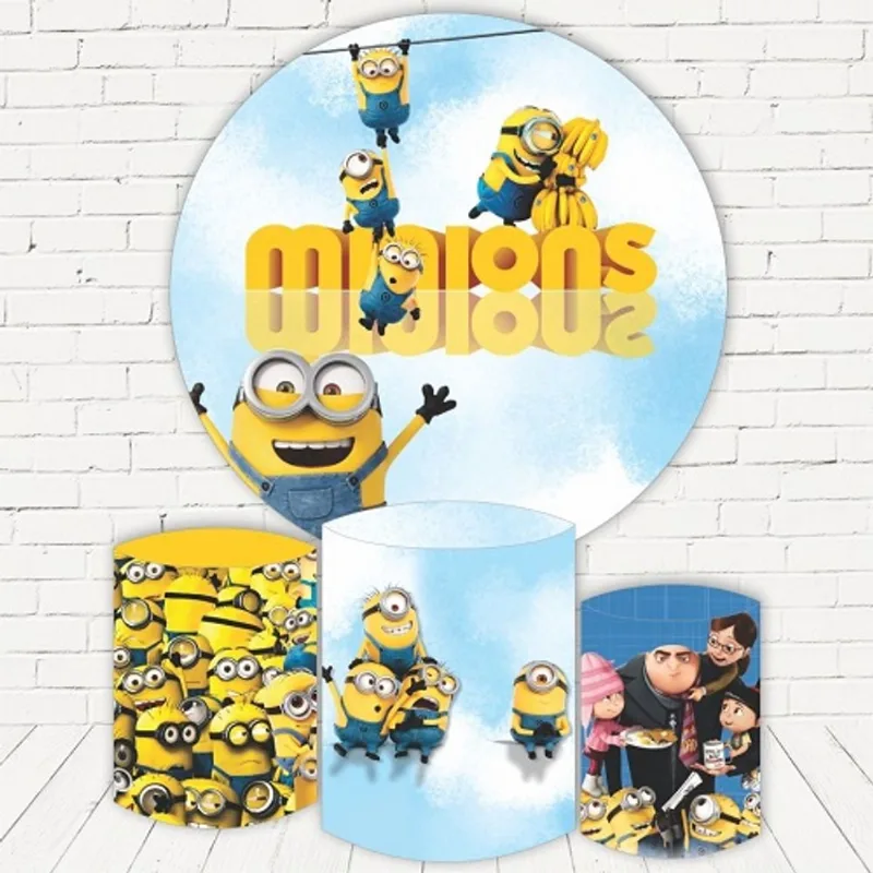 Trio Capa Cilindros + Painel Sublimado Minions C/Elást