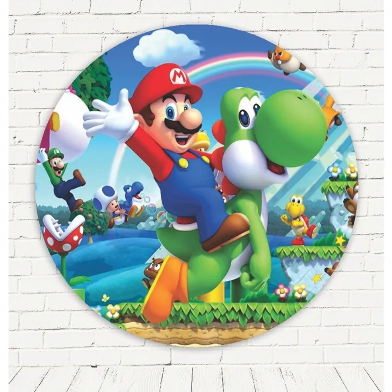 Painel Redondo Sublimado 3d Super Mario C/elástico 1,50m