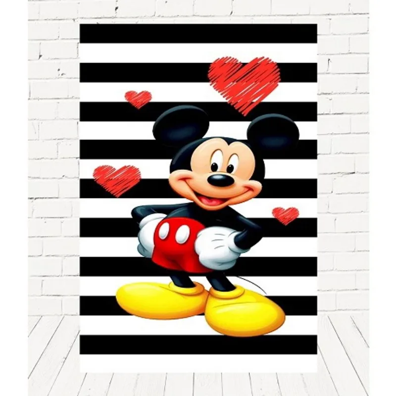 Painel Infantil Sublimado Em Tecido 3d Mickey 1,5x2,2m