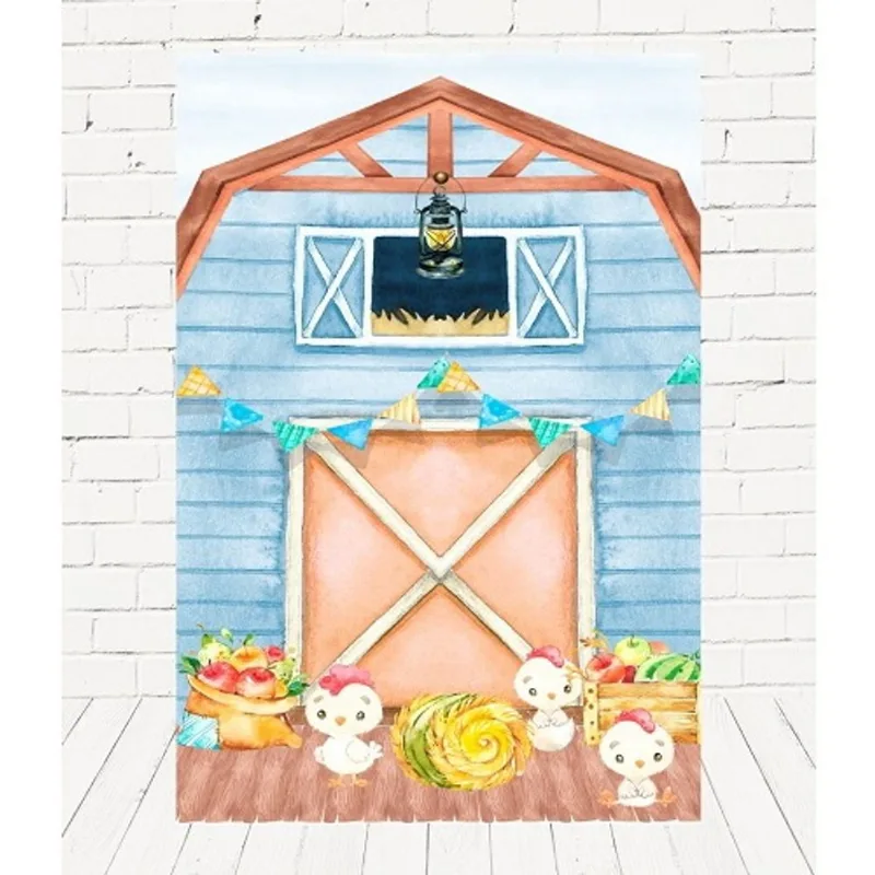 Painel Infantil Sublimado Em Tecido 3d Fazendinha 1,5x2,2m