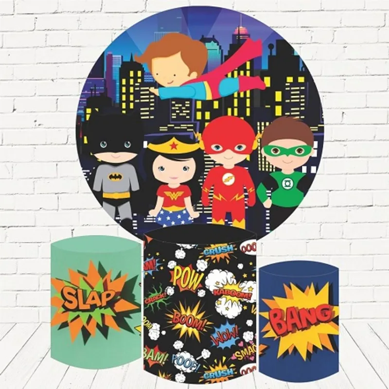 Trio Capa Cilindros + Painel Sublimado Herois Cute C/Elást