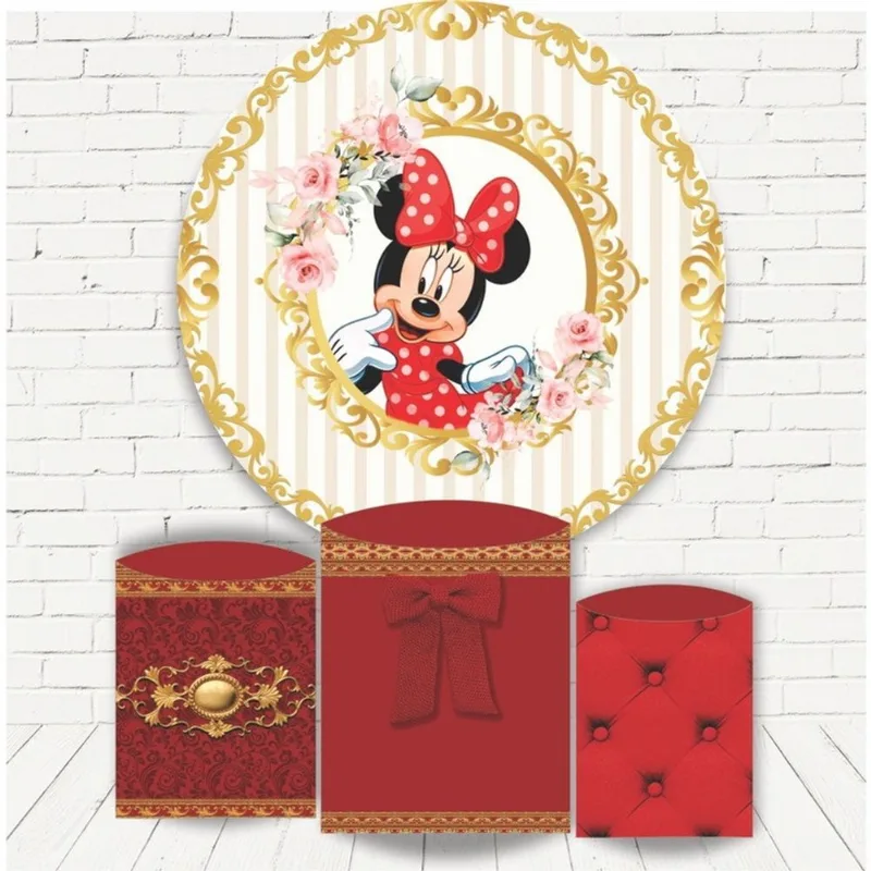 Trio Capa Cilindros + Painel Sublimado Minnie C/Elást