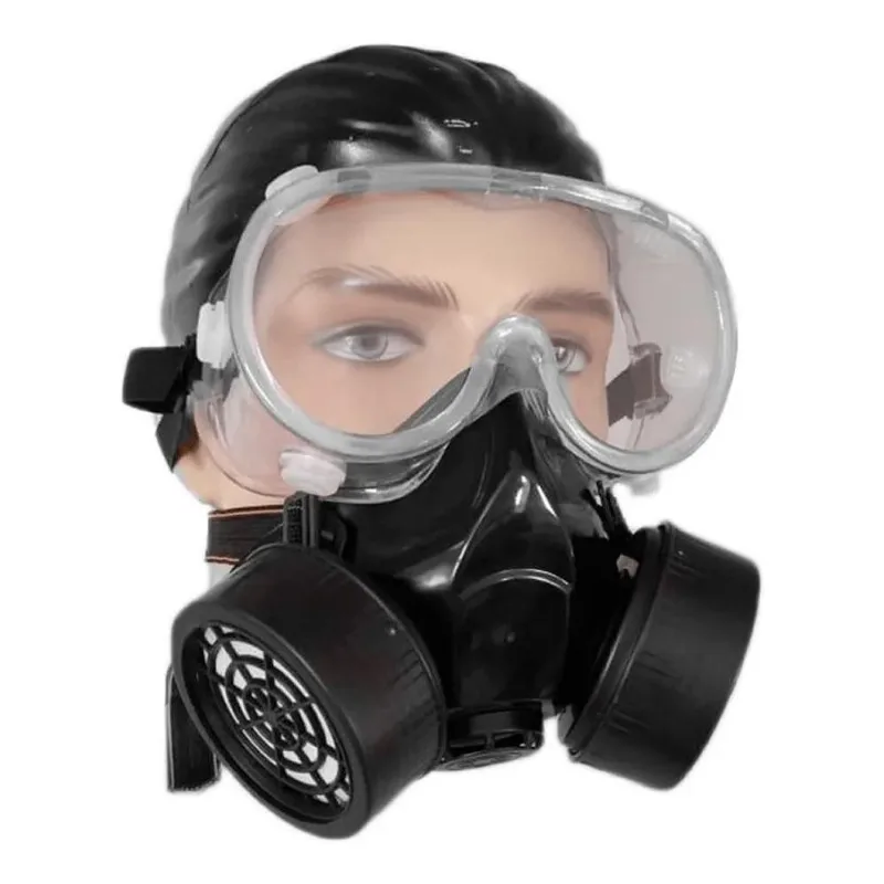 Kit Máscara Respiratória Com 2 Filtros Gases Ácidos + Óculos