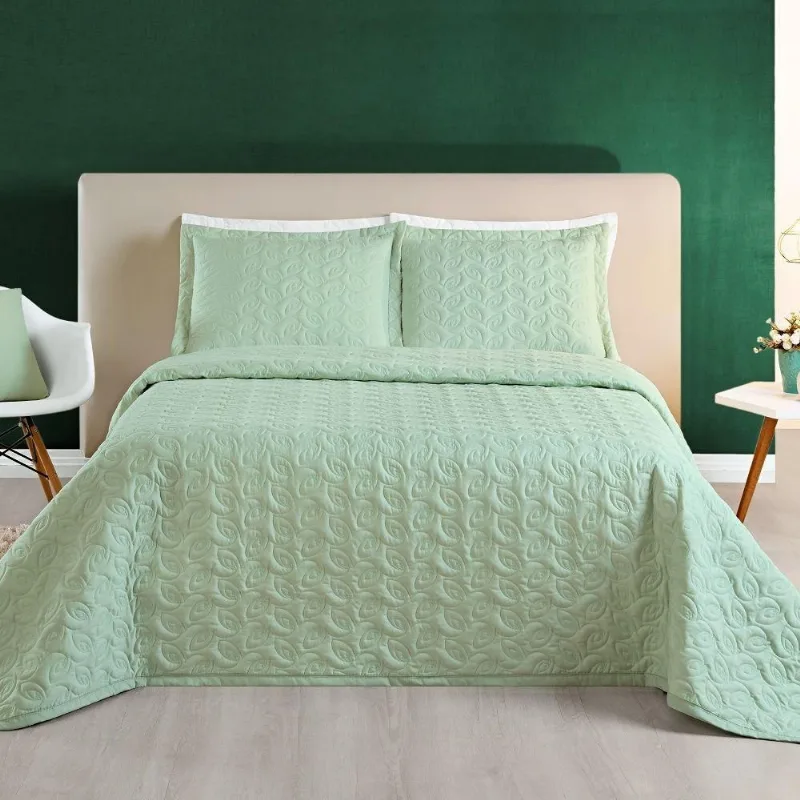 Cobre Leito Queen Florency Micropercal 200 Fios 3 Pçs Verde