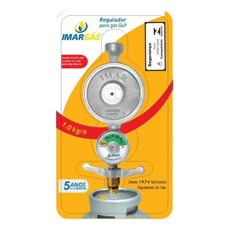 3x Regulador Registro Gás Imar Com Manômetro 1kgh Rosca 1/2