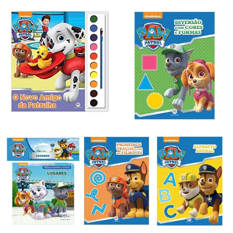 Kit 5 livros patrulha canina para ler e colorir