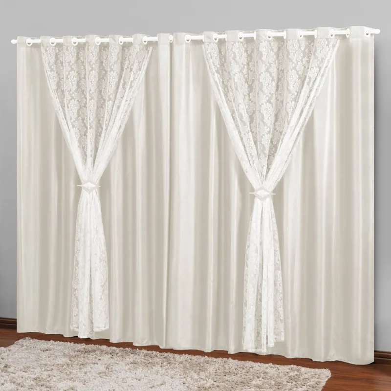 Cortina de Renda com Forro 3,00 x 2,50 Decoração Marrocos