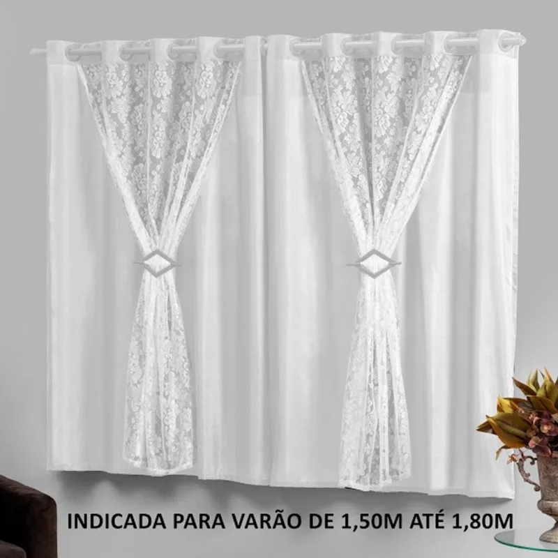 Cortina de janela sala/quarto 2,20mx1,30m Branco Marrocos