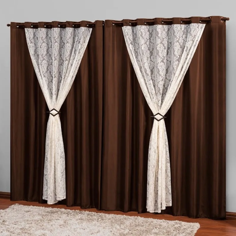 Cortina para Sala ou Quarto 3,00x2,50 Tecido Tabaco Marrocos