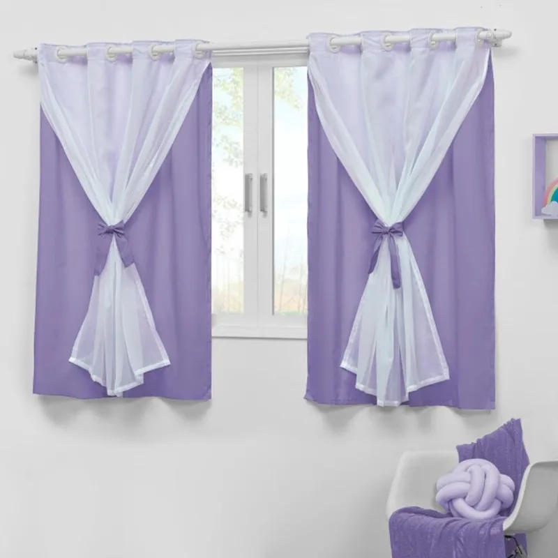 Cortina com voal quarto infantil 2,20x1,30m em oferta Teen