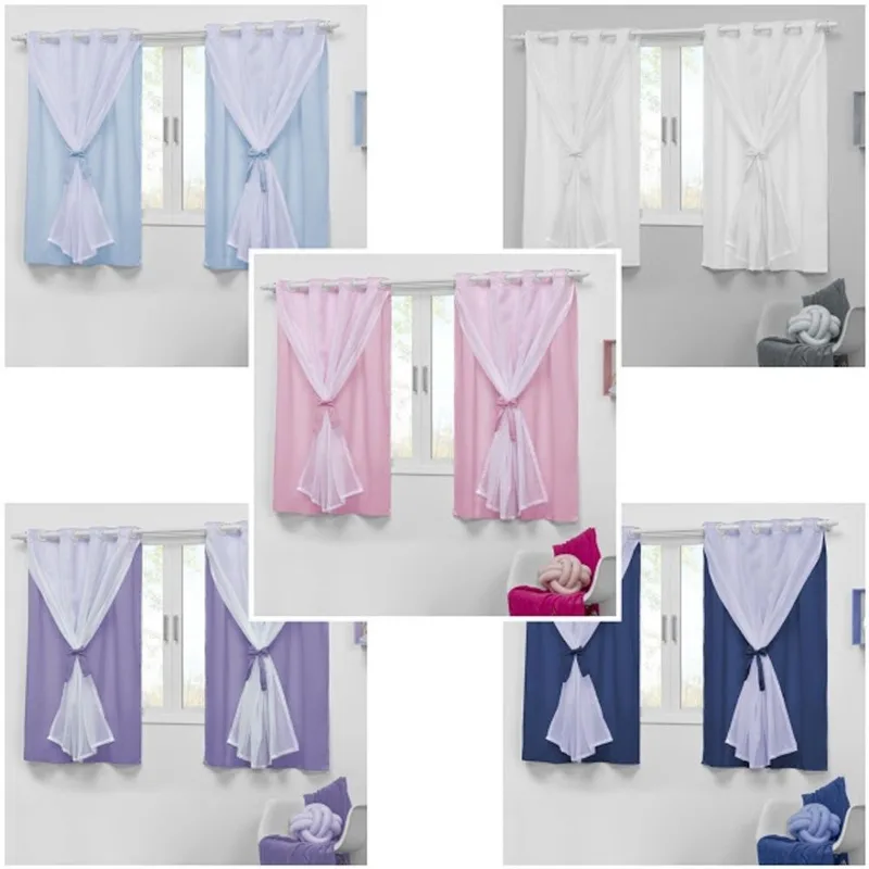 Cortina para quarto de bebê 2,00x1,70 com forro e voal Teen