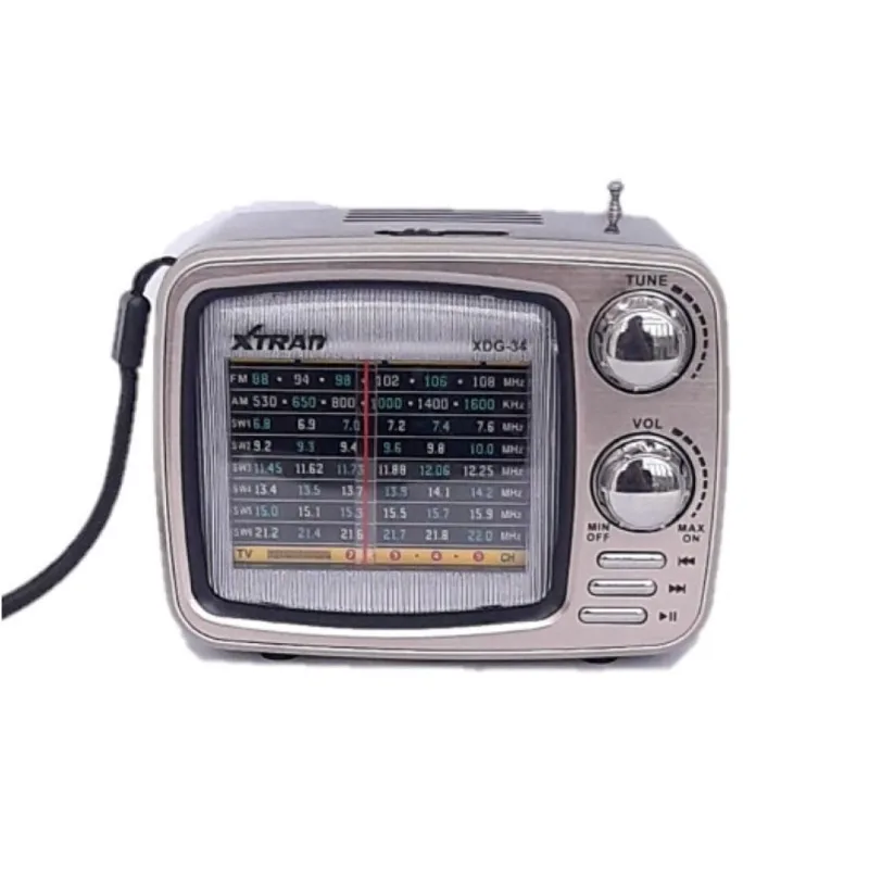 Radio portatil retro vintage antigo am-fm XDG-34 cinza