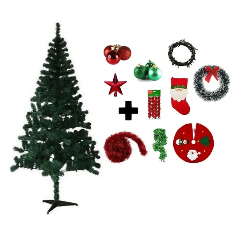 Árvore De Natal Decorada 2,10 Cm 450 Galhos Com 10 Itens