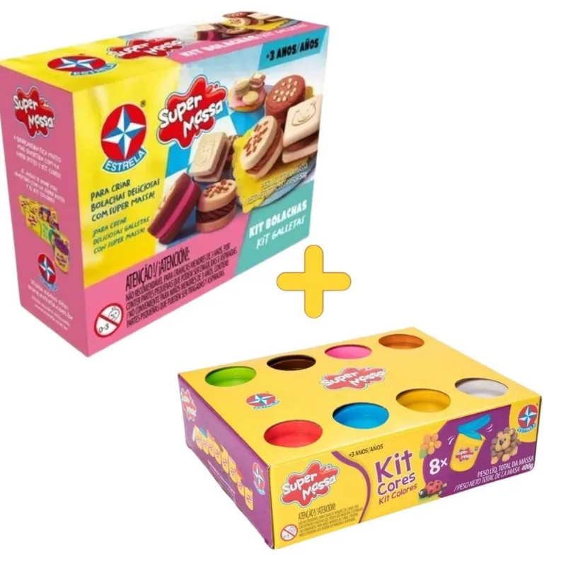 Kit Super Massa Bolachas + 8 Cores Massa De Modelar Estrela