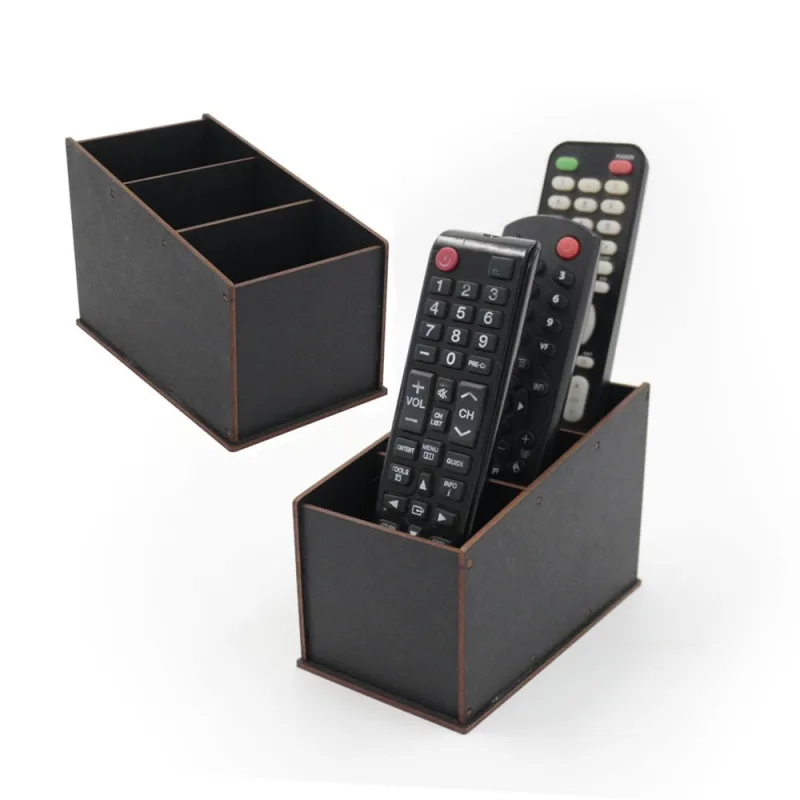 Kit 2 Porta Controle Remotos Pintura Com 3 Divisórias Em Mdf - Não Disponível - Decoração
