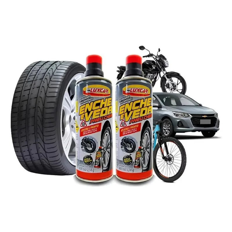 3x Kit 2 Reparador Instantâneo Pneu Enche E Veda Carro Moto