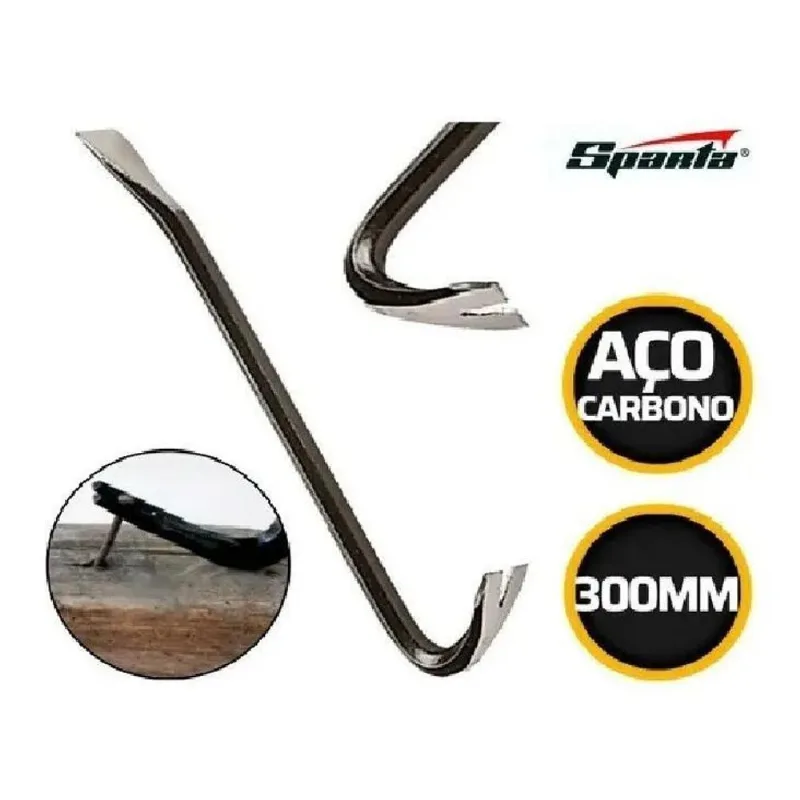 Pé De Cabra Reforçado Extrator De Pregos 300mm Aço Pinta