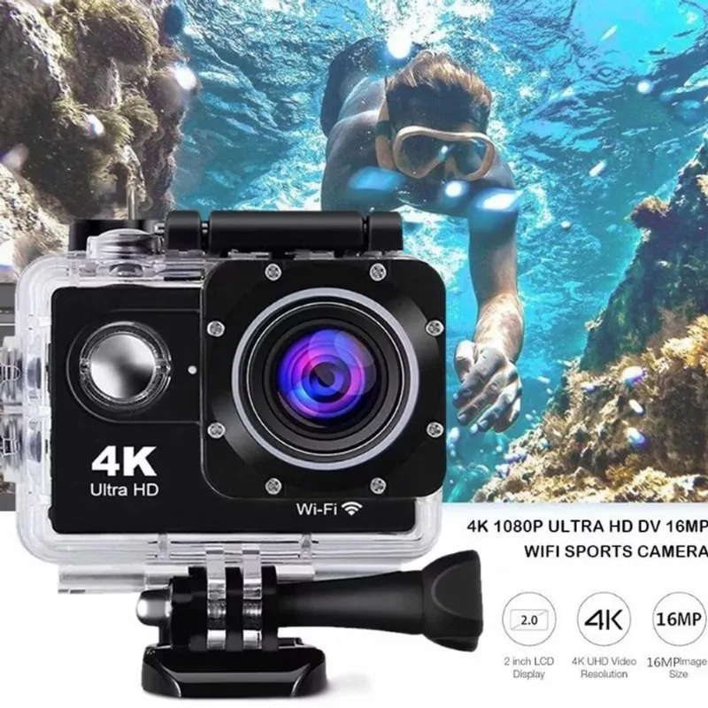 Câmera Esportiva Ultra HD 4K à Prova dÁgua - Perfeita para Surf, Mergulho e Aventura