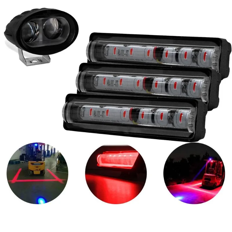 Kit Farol Empilhadeira Nr11 3 Led Red Zone + 1 Blue Spot