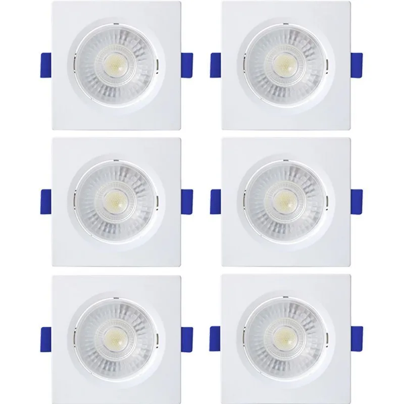 Kit 6 Spot De Led Embutir Slim Mr16 Quadrado 6w Bivolt 3000k Quente