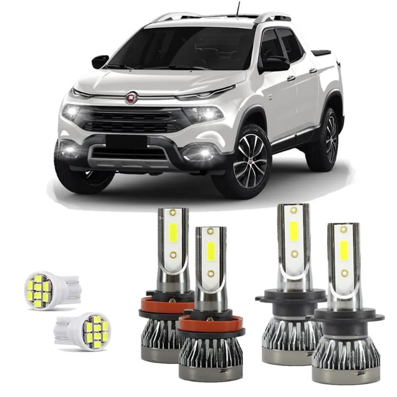 Kit Mini Led Fiat Toro 2016/2022 22000Lm 6500K Baixo E Milha