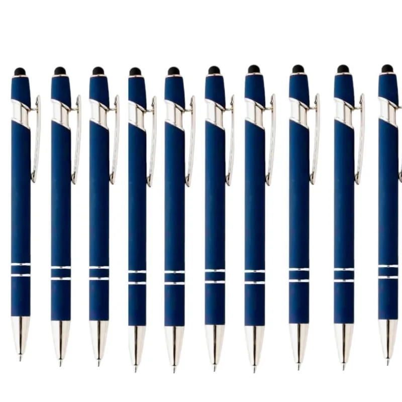 Canetas Touch Metálica Esferográfica Metal 2 Aneis Kit 30
