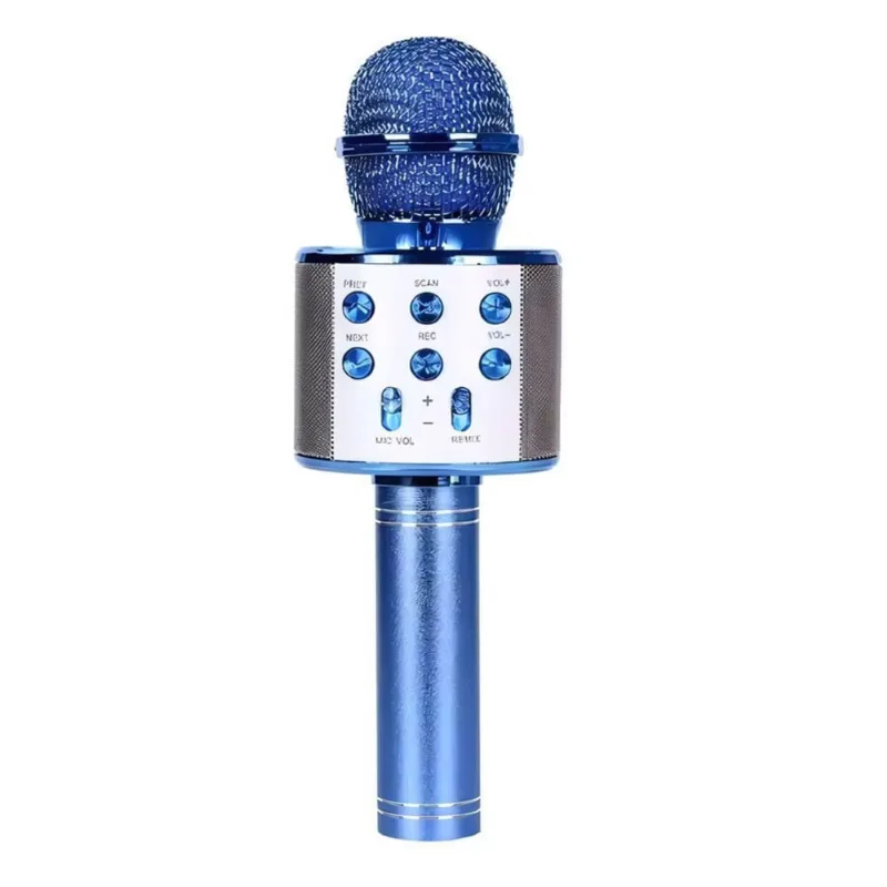 Microfone Karaoke Sem Fio Bluetooh Infantil Minimen Azul