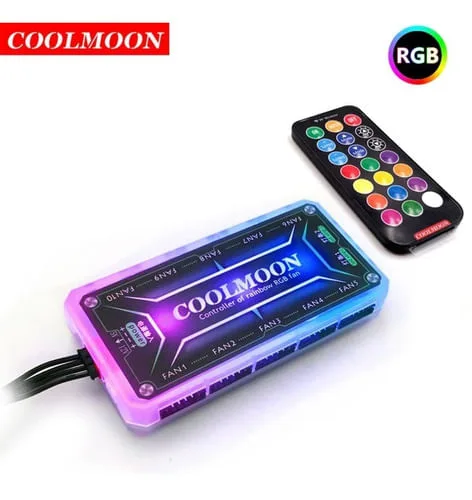 Controladora Rgb 6 Pinos Até 10 Fans Com Controle Coolmoon