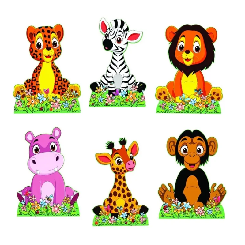 Animais Baby Kit 6 Displays Totens De Decoração Festa Em Mdf
