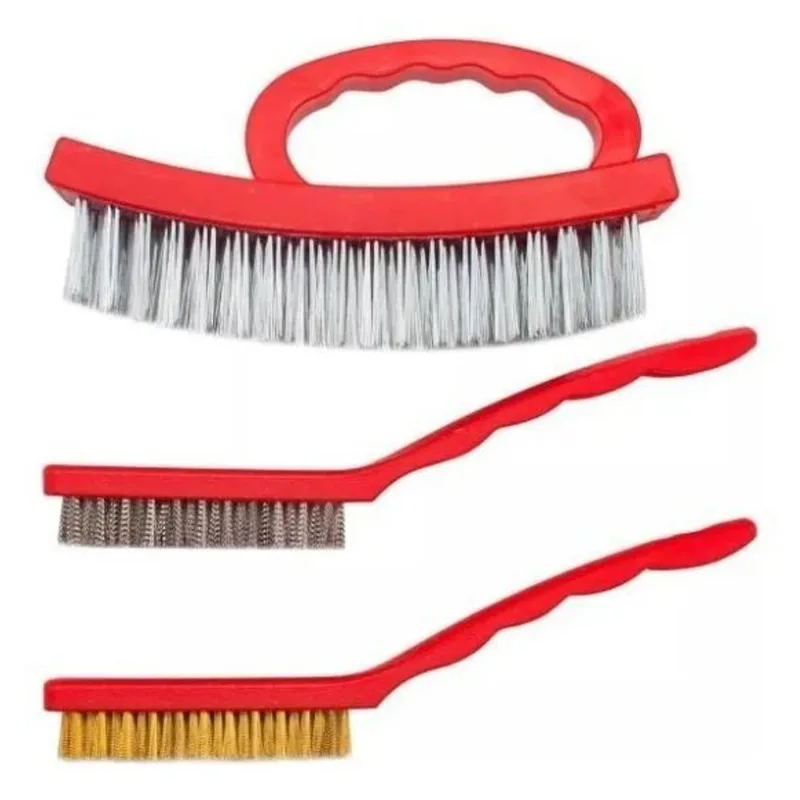 Escova Manuais - Jogo C/3 Cerdas Aço Inox, Latão E Aço Carb