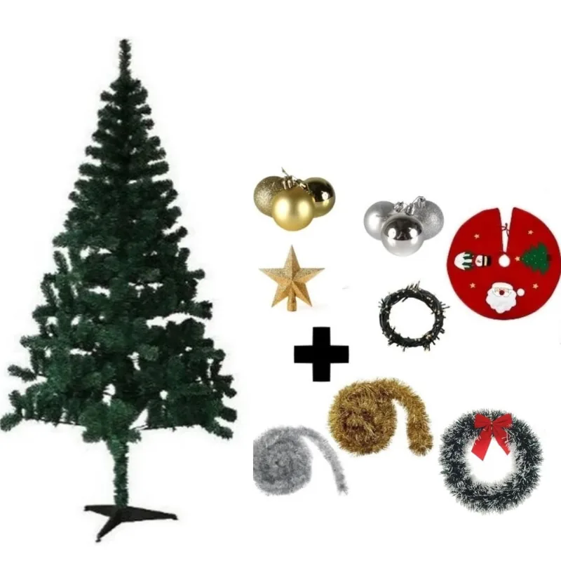 Árvore De Natal Verde Decorada 2,10 Cm 450 Galhos 8 Itens