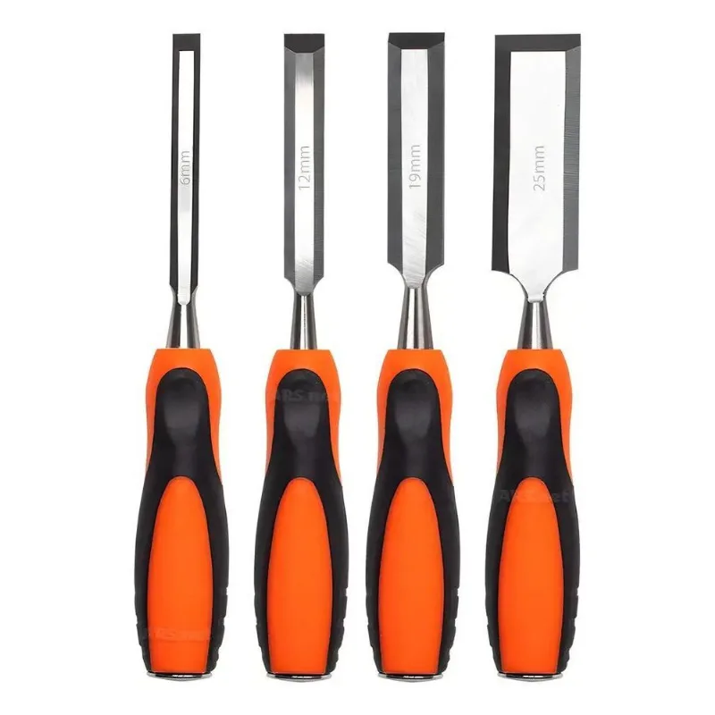 3x Jogo Kit 4 Peças Formão Profissional Para Entalhar Madeir