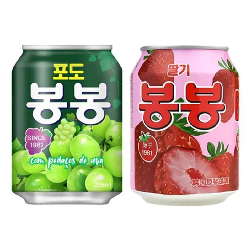 Kit 2 Sucos Coreano Bonbon Haitai Morango E Uva Verde
