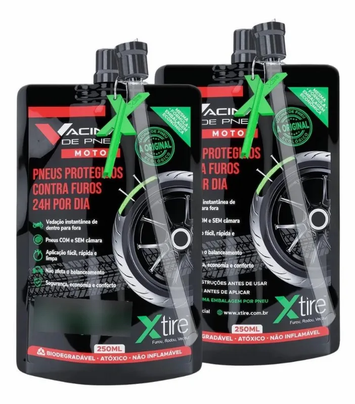 3x Kit 2 Vacinas Blindagem Selante Para Pneu Moto Xtire 250m