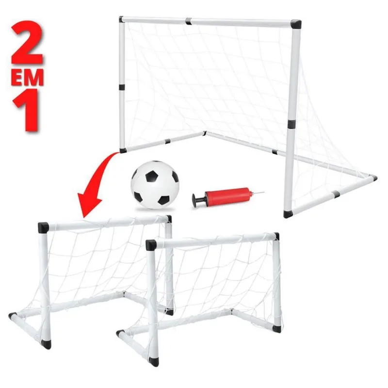 Brinquedo Futebol Gol Trave 2 Em 1 Com Bola E Bomba De Ar