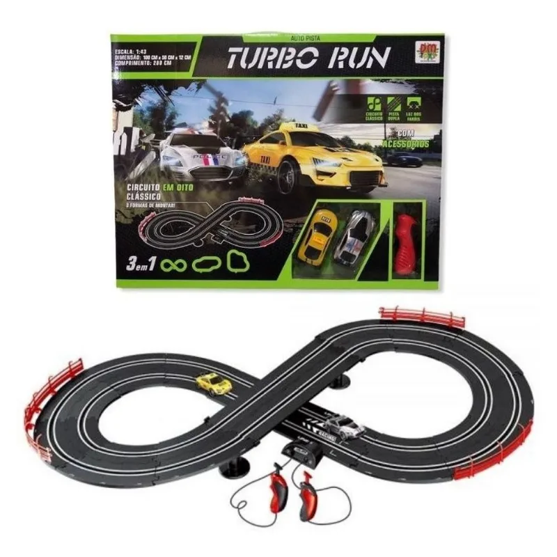 Autorama Circuito 3 Em 1 280cm 2 Carros Com Luz Turbo Run