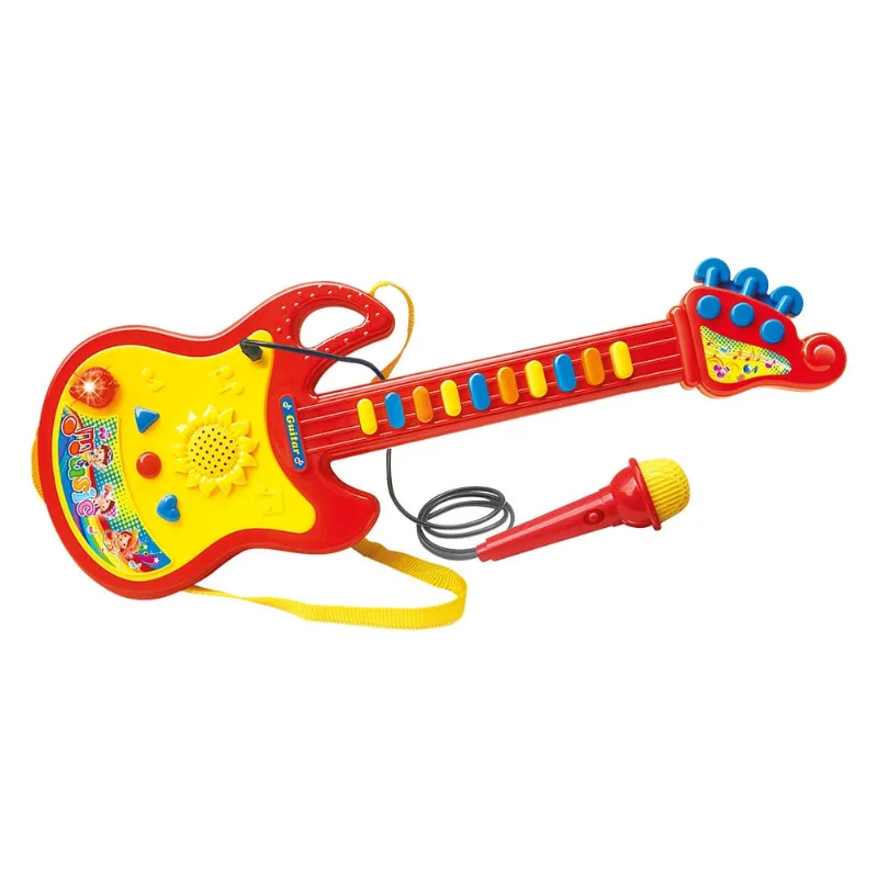 Guitarra Infantil p/ Bebês Criança Com Microfone 3 Modos Som